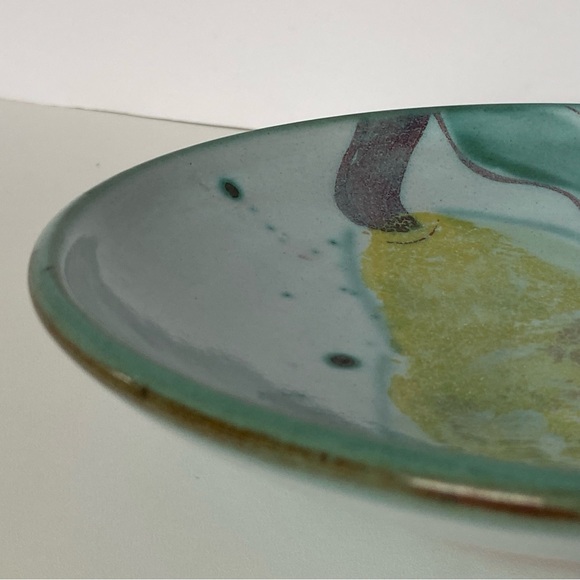 Hand made Pottery Plate with a pear Hand Thrown Signed Burdick 7” Decor EUC - Picture 10 of 15